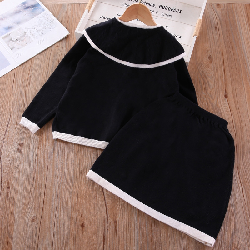 2022 tavaszi új lányok divatos pulóver öltöny hosszú ujjú kardigán szoknya 2 részes szett fehér klasszikus kis illatú elegáns öltöny