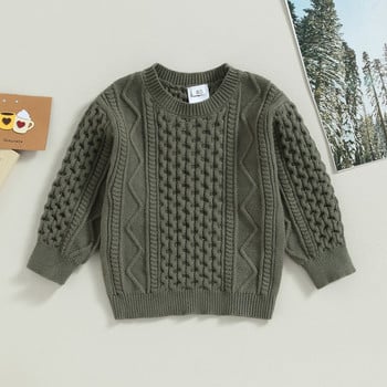 FOCUSNORM 3 цвята Бебета, деца, момчета, момичета, плетени пуловери, връхни дрехи, плътни пуловери, плетени дрехи с дълъг ръкав, есенно-зимни дрехи