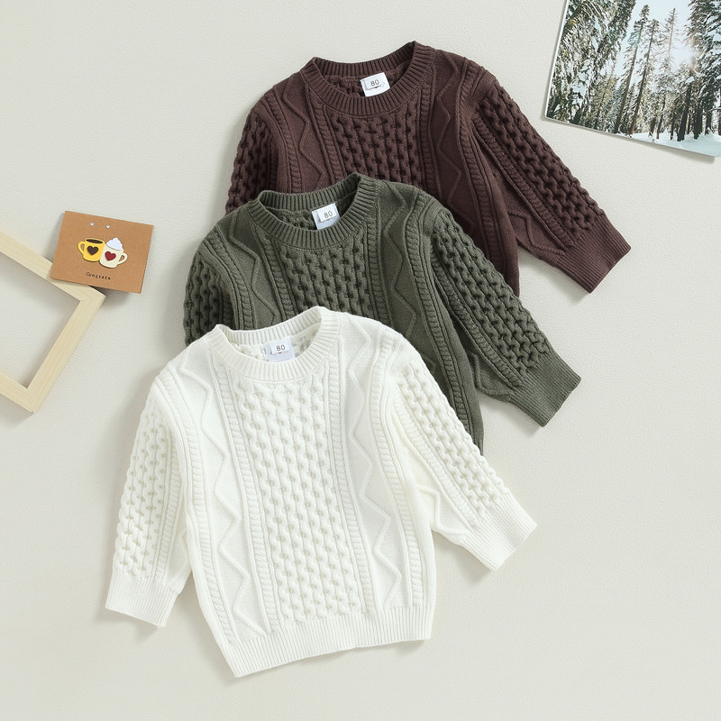 FOCUSNORM 3 szín Csecsemők Gyerekek Fiúk Lányok Kötött pulóverek Felsőruházat Masszív pulóverek Hosszú ujjú kötött viselet Őszi téli ruhák