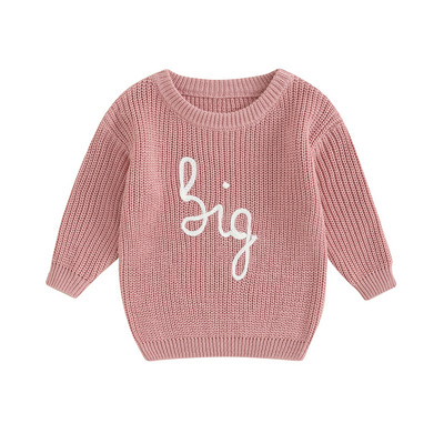 1-5Y Mood Sügis Lasteriided Kampsunid Väikelapsed Lapsed Poiss Tüdrukud Kudumine Kiri Tikand Pulloverid Soojad kampsunid