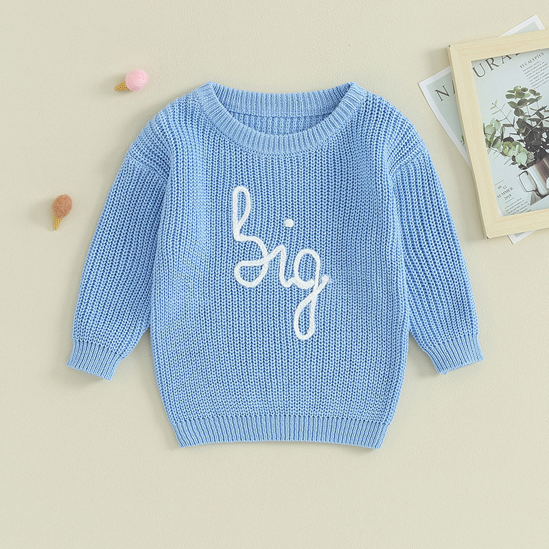 1-5Y Mood Sügis Lasteriided Kampsunid Väikelapsed Lapsed Poiss Tüdrukud Kudumine Kiri Tikand Pulloverid Soojad kampsunid