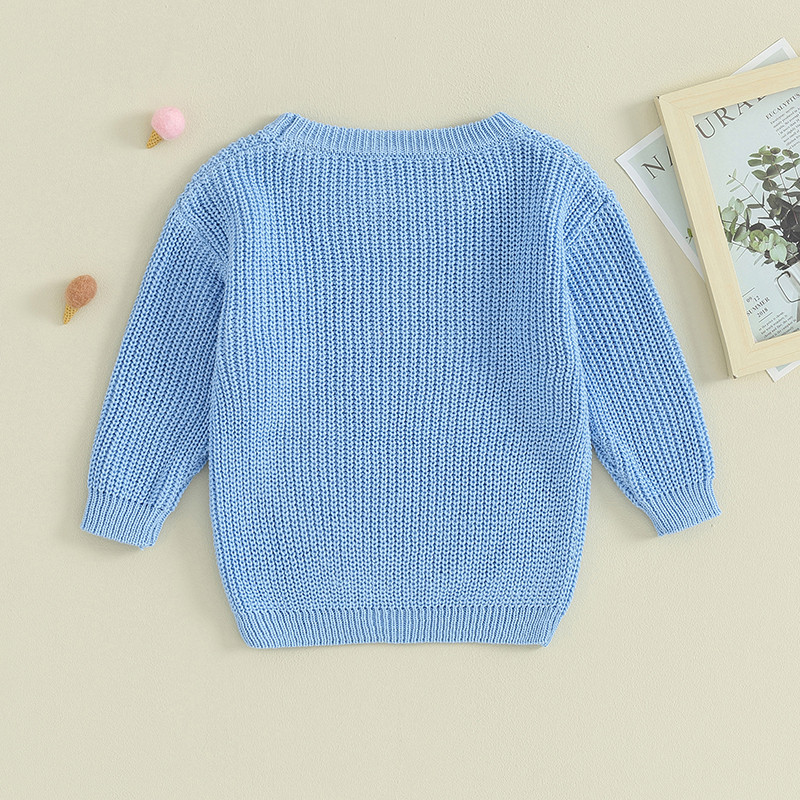 1-5Y Mood Sügis Lasteriided Kampsunid Väikelapsed Lapsed Poiss Tüdrukud Kudumine Kiri Tikand Pulloverid Soojad kampsunid