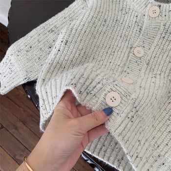 7625 Детски пуловери Есен 2023 Нова проста мода Плетени пуловери за момче Жилетка Палто 2-7 години Детски пуловер