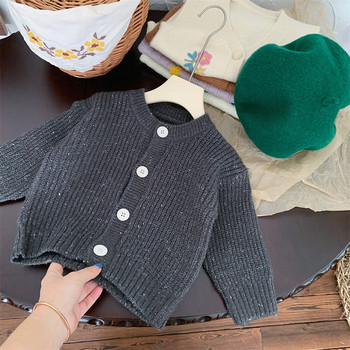 7625 Детски пуловери Есен 2023 Нова проста мода Плетени пуловери за момче Жилетка Палто 2-7 години Детски пуловер