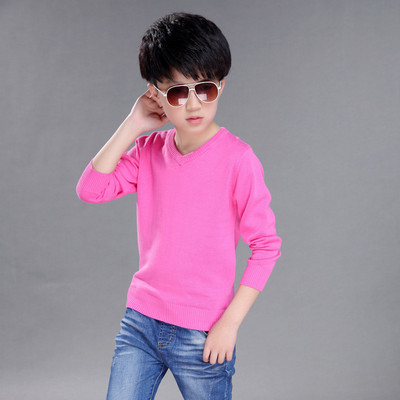 Kevad uued poiste kampsunid lastele kampsunid teismeliste pulloverid kootud kampsunid sügistalv V-kaelusega puhas värv 4 5 6 7 8 9 10 14 aastat