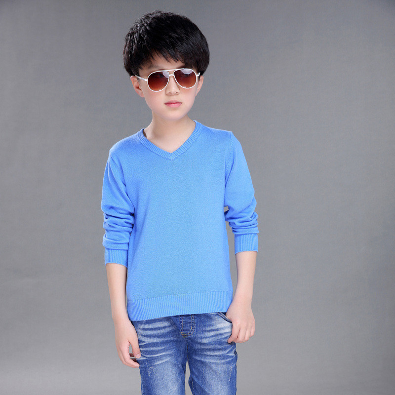 Kevad uued poiste kampsunid lastele kampsunid teismeliste pulloverid kootud kampsunid sügistalv V-kaelusega puhas värv 4 5 6 7 8 9 10 14 aastat
