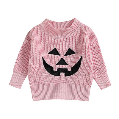 FOCUSNORM 0-4Y őszi tél baba lányok fiúk kötött pulóver Halloween sütőtök/koponya mintás hosszú ujjú pulóverek kötöttáru