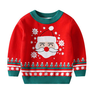 Îmbrăcăminte pentru copii de Crăciun Pulover pentru copii de Anul Nou Pulover cu mâneci lungi cu imprimeu de desene animate Pulover pentru fete și băieți Haine tricotate