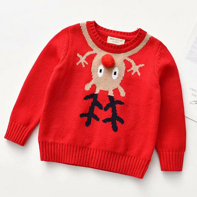 Îmbrăcăminte pentru copii de Crăciun Pulover pentru copii de Anul Nou Pulover cu mâneci lungi cu imprimeu de desene animate Pulover pentru fete și băieți Haine tricotate