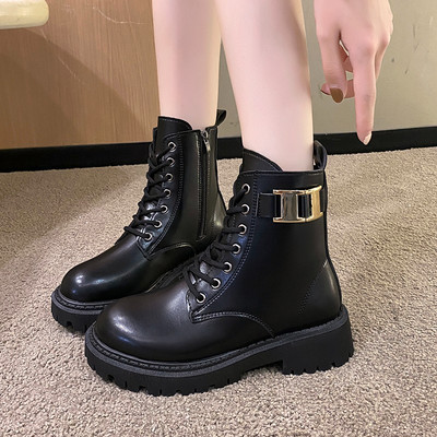 Pantofi de damă 2023 Cizme de damă încrucișate de modă Reducere fierbinte Cizme ocazionale cu fermoar lateral pentru femei Botine noi cu decorații metalice