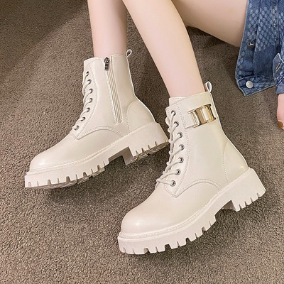 Pantofi de damă 2023 Cizme de damă încrucișate de modă Reducere fierbinte Cizme ocazionale cu fermoar lateral pentru femei Botine noi cu decorații metalice