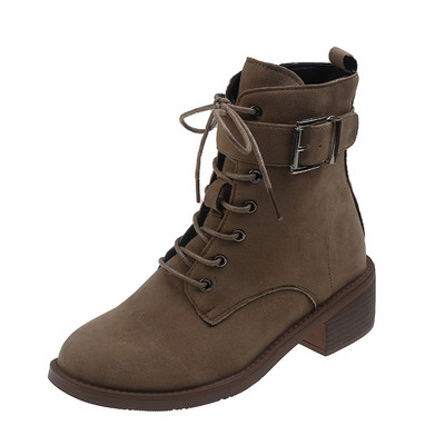 Naiste kingad 2023 Brändi ristseotud naiste saapad Moodne vööpandlaga vabaajasaapad Naiste uued küljetõmblukuga poolsaapad Naistekingad