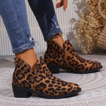 2023 Зимни обувки за жени Дамски ботуши с цип на гърба Дамски ботуши с квадратен ток Среден ток Дамски обувки с остър пръст Плюс размер Дамски ботуши