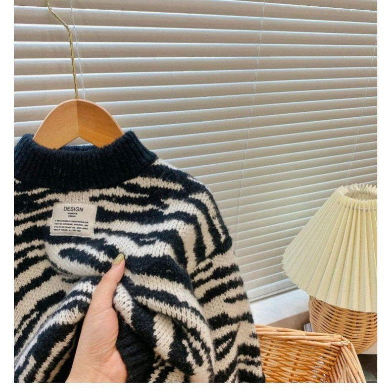 Pulóvre pre deti Chlapci Ležérne Zebra Svetre Jesenné Dievčenské Bábätká Deti Pletené Kardigány Detské Oblečenie