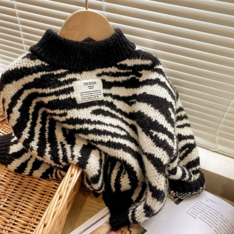 Pulóvre pre deti Chlapci Ležérne Zebra Svetre Jesenné Dievčenské Bábätká Deti Pletené Kardigány Detské Oblečenie