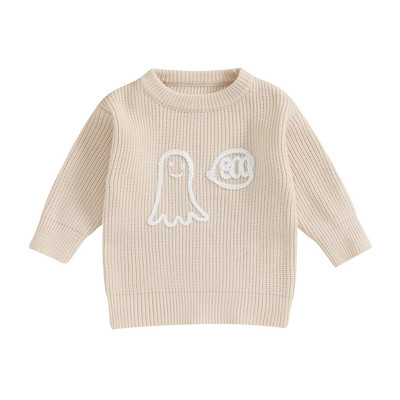 FOCUSNORM 4 krāsu mazuļu, bērnu zēnu, meiteņu džemperis, 0-6 g. spoku burti, izšuvumi ar garām piedurknēm, puloveri, adīti virsdrēbes