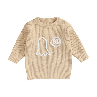 FOCUSNORM 4 krāsu mazuļu, bērnu zēnu, meiteņu džemperis, 0-6 g. spoku burti, izšuvumi ar garām piedurknēm, puloveri, adīti virsdrēbes