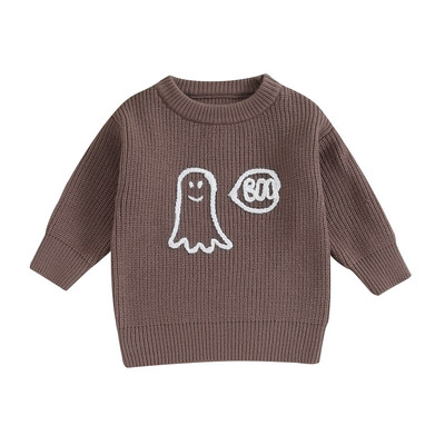 FOCUSNORM 4 krāsu mazuļu, bērnu zēnu, meiteņu džemperis, 0-6 g. spoku burti, izšuvumi ar garām piedurknēm, puloveri, adīti virsdrēbes