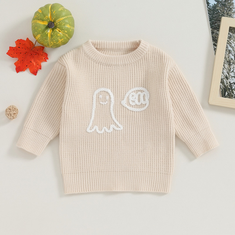 FOCUSNORM 4 värvi väikelaste, poiste, tüdrukute kampsun 0-6 a kummituskiri tikandiga pikkade varrukatega pulloverid, kootud välisrõivad