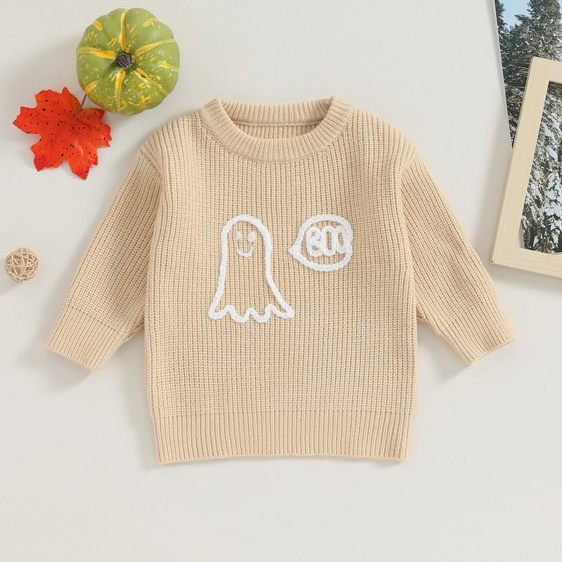 FOCUSNORM 4 värvi väikelaste, poiste, tüdrukute kampsun 0-6 a kummituskiri tikandiga pikkade varrukatega pulloverid, kootud välisrõivad