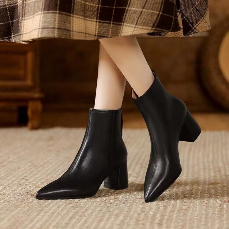 Naiste kingad soodushinnaga 2023. aasta moodsad pahkluu naiste saapad Elegantsed, moodsad naiste saapad, õmblemine tõmblukuga, terava ninaga, ruudukujulised kontsakingad naistele