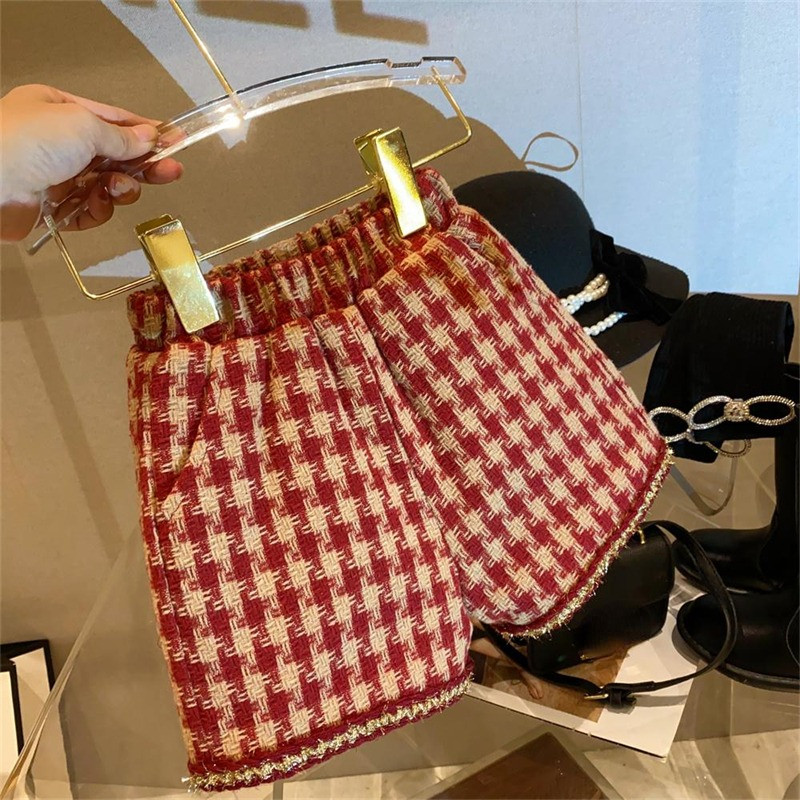 Lastele 2tk Tviidrõivaste komplektid Talve puuvillane polsterdatud soojad tüdrukute mantlid+lühikesed püksid Moodne Korea fliissärk Lasteriided Ülikonnad