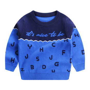 Детски есенен и зимен пуловер Дрехи Момчета Детски пуловер Момичета Плетене Пуловер с дълъг ръкав с печат на букви