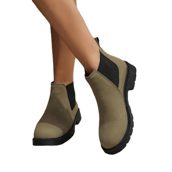 Дамски обувки 2023 Горещи разпродажби Дамски ботуши с приплъзване Модни ежедневни ботуши в съответствие с цветовете Дамски нови ботуши с кръгли пръсти Обувки Дамски