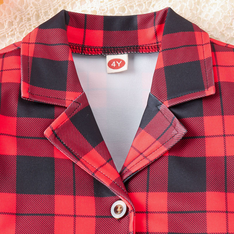 Prowow 4-7Y mergaičių kalėdinė apranga vaikams, languotas paltas ir languotas sijonas su skrybėle 3 vnt vaikiškas kalėdinis kostiumas