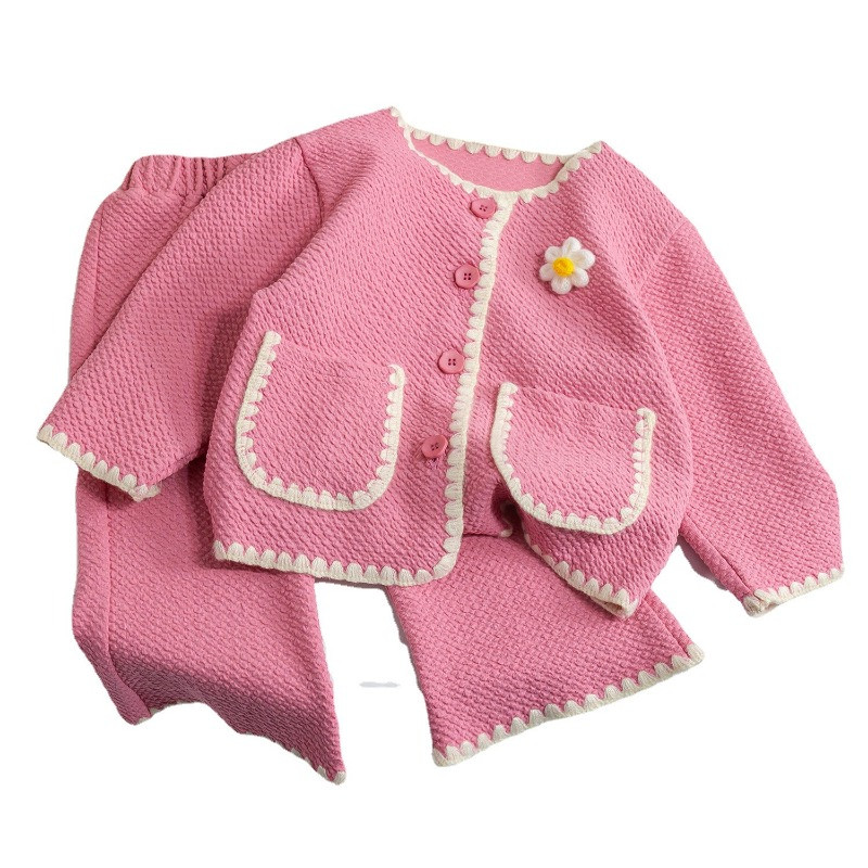 Dievčenské oblečenie, jesenná jar, pletený kardigan s dlhým rukávom a nohavice, detské ležérne kostýmy, detské oblečenie, obleky, 1, 2, 3, 4, 5, 6 rokov