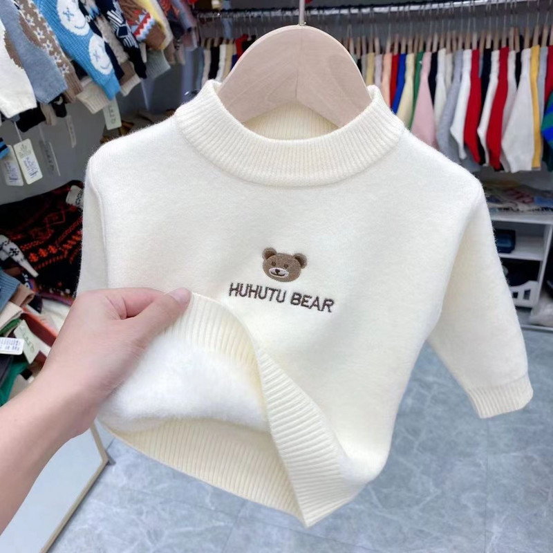 Laste ühes tükis plüüsis beebi kampsun, uus tikitud poolkõrge kraega sügisene alaosaga sviiter poistele ja tüdrukutele