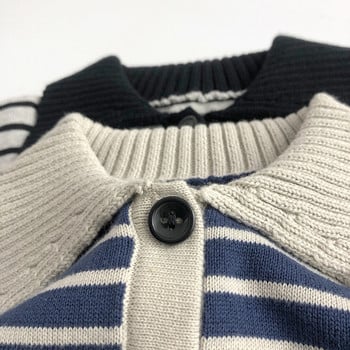 7096 Детска плетена тениска Polo 2023 Есен Нови горнища с контрастни ивици Корейски ежедневен пуловер за момче Пуловер Трикотажни горнища