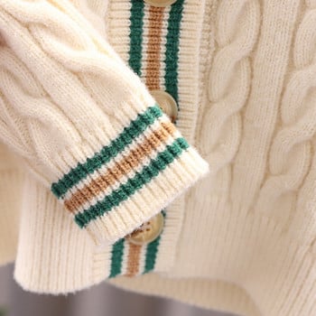 Нови пуловери за момчета и момичета Плетена жилетка с шарка на мече Есен Зима Памук пачуърк Горнище Детско пролетно палто Дрехи 3-12 години