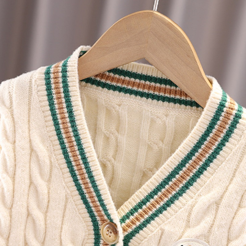 Pulovere noi pentru băieți și fete, model urs, cardigan tricotat, toamnă, iarnă, bumbac, mozaic, haine de primăvară pentru copii, 3-12 ani