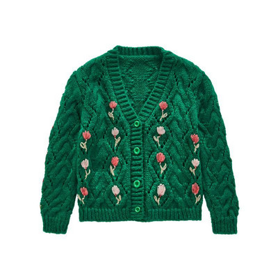 Toamnă Iarnă Flore Moda Harajuku Fete Pulovere Dulci cu mânecă lungă Copii Tricotat Topuri drăguț Casual Button Haine pentru copii