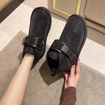 Модни обувки за сняг Големи памучни обувки Дамски зимни 2023 г. Нови удебелени топли обувки за хляб Удобни дамски ботуши за сняг