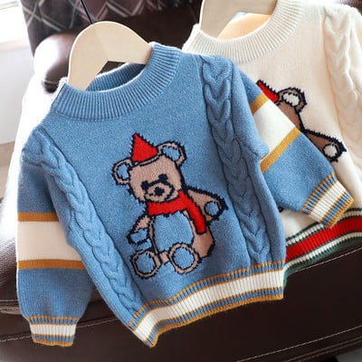 2022 ősz lányoknak fiúknak aranyos rajzfilm medve pulóverek baba gyerekeknek gyerekeknek kötő pulóverek három színben