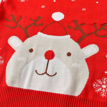Коледни дрехи Плетени есенни зимни корейски коледни пуловери с червен снежен човек, пуловер, пуловер за бебета, момчета, момичета, пуловер, детски дрехи