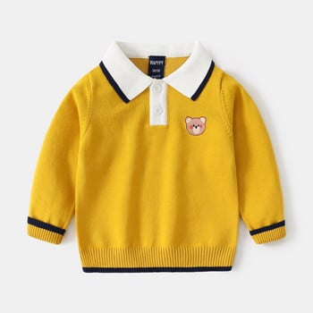 2-7T Детски зимен пуловер за момчета Детски бебешки дрехи Плетен пуловер Топ с дълъг ръкав Свободно детско трикотажно облекло