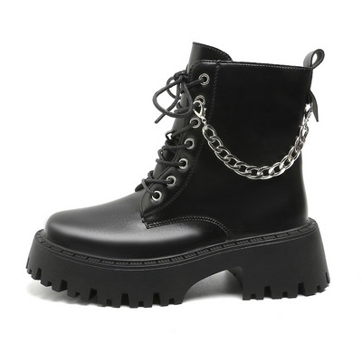 2023. aasta naistekingad PU pahkluu naiste saapad, platvorm, moodsad saapad, naiste kett, külg, tõmblukk, ümmargune varvas.