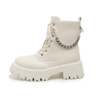 2023. aasta naistekingad PU pahkluu naiste saapad, platvorm, moodsad saapad, naiste kett, külg, tõmblukk, ümmargune varvas.