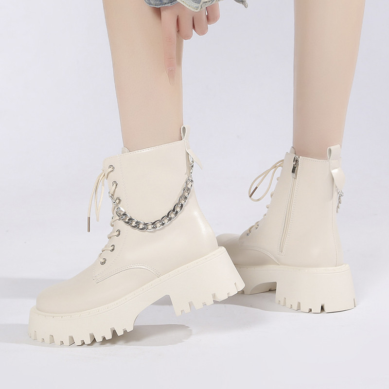 2023. aasta naistekingad PU pahkluu naiste saapad, platvorm, moodsad saapad, naiste kett, külg, tõmblukk, ümmargune varvas.