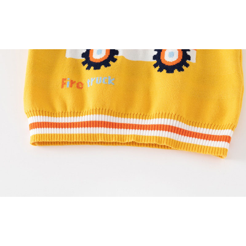 2-8T Copil Copil Pulover cu fundă pentru copii Haine calde de iarnă Pulover tricot cu mânecă lungă Top cu imprimeu pentru mașină Tinuta tricotaje pentru copii