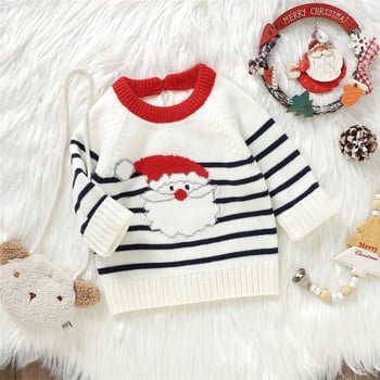 Citgeett Есен Коледни малки бебета, момчета, момичета, плетен пуловер с принт Ежедневни топли пуловери с дълъг ръкав Трикотажни дрехи