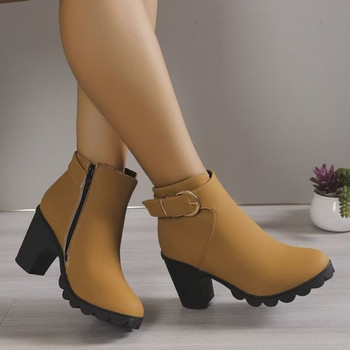 2023 Горещи разпродажби Дамски обувки Дамски ботуши с кръгли пръсти Есенни велурени плътни модни ботуши със среден размер Големи размери Zapatillas De Mujer