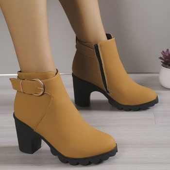 2023 Горещи разпродажби Дамски обувки Дамски ботуши с кръгли пръсти Есенни велурени плътни модни ботуши със среден размер Големи размери Zapatillas De Mujer