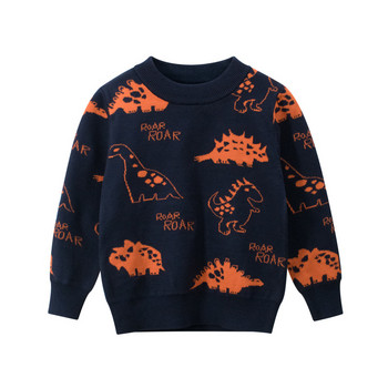 2021 Есенен детски пуловер Детски дрехи за момчета и момичета Сладък анимационен динозавър Памучни суичъри с дълъг ръкав 1-9 години