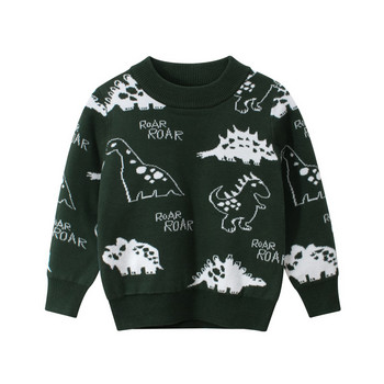 2021 Есенен детски пуловер Детски дрехи за момчета и момичета Сладък анимационен динозавър Памучни суичъри с дълъг ръкав 1-9 години