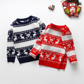 Laste jõulukampsun Uus vabaaja beebisoe põdratrükiga kootud tüdrukute kampsun poistele tüdrukutele armsad jõulupuu pulloverid riided