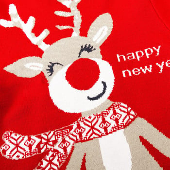 Коледен детски пуловер с дълъг ръкав Cartoon Xmas Deer Бебешки жакардов кашмирен топъл пуловер с кръгло деколте Плетива Детски дрехи